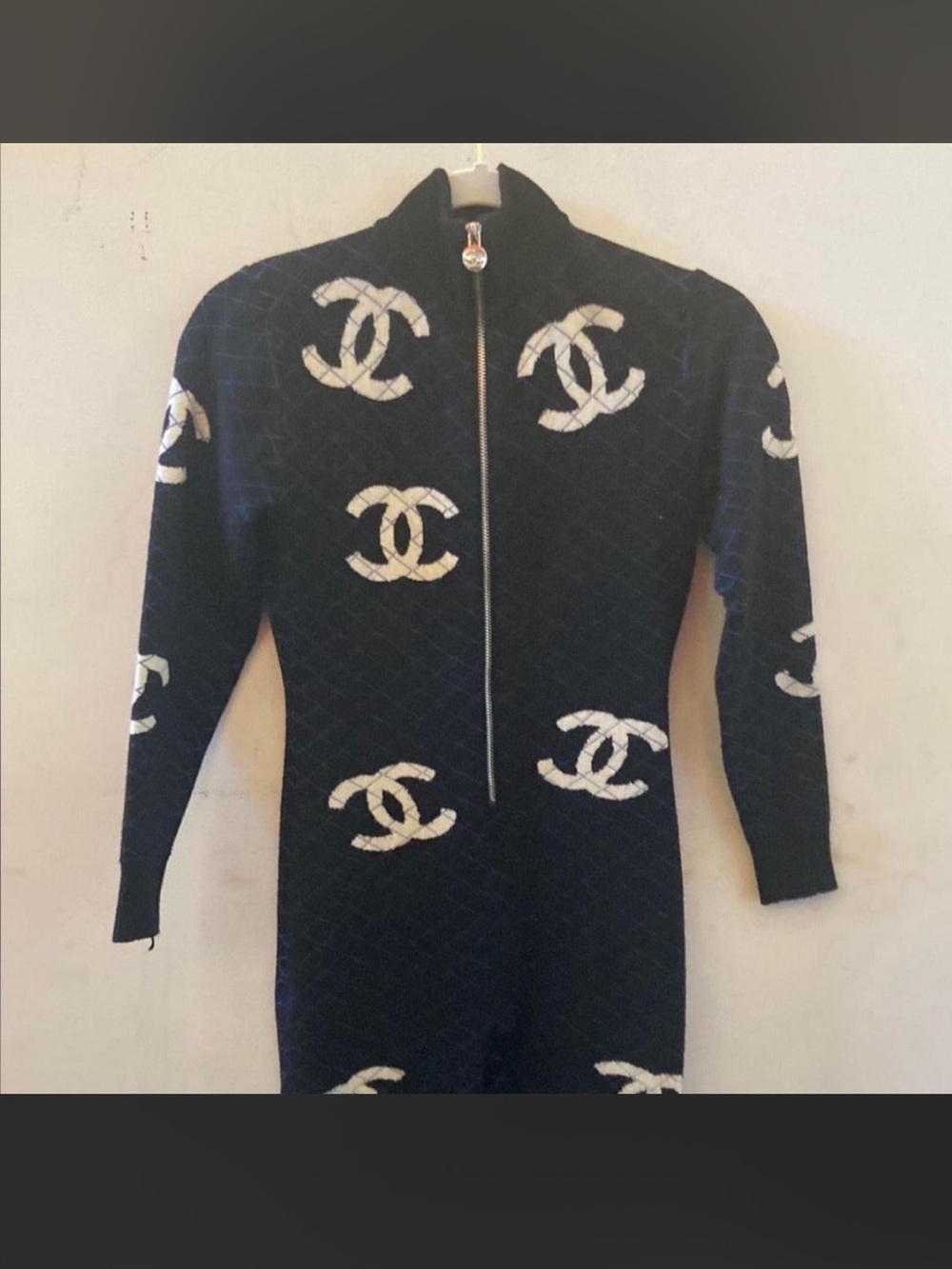 CHANEL Black Quilted Logo-Print Jumpsuit - Picture 2 of 10